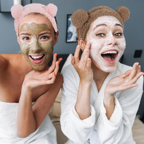 WHAVEL 2PCS Spa Headband Cute Headband for Washing Face, Bear Ears Makeup Headband Kawaii Skincare Headbands Face Wash Headband Soft Facial Hair B...